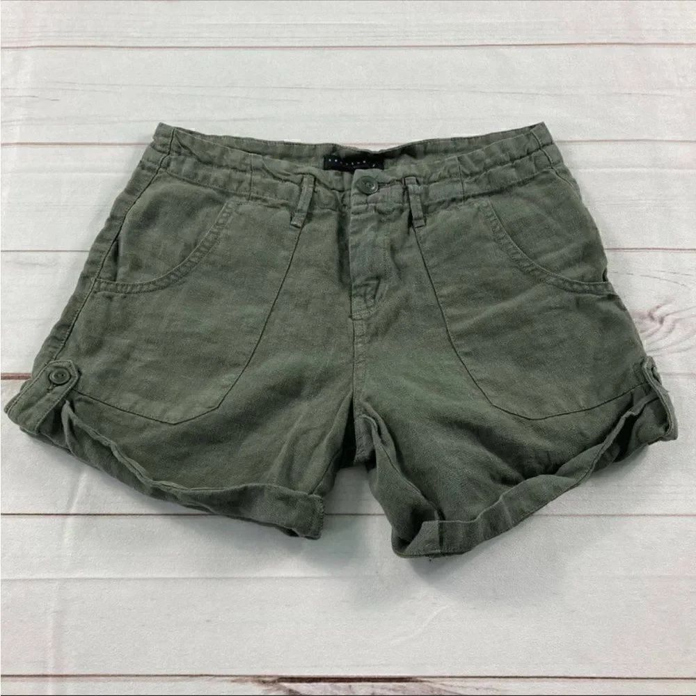 Sanctuary Womens Green High Waisted Rolled Hem Wanderer Cargo Shorts Size 25